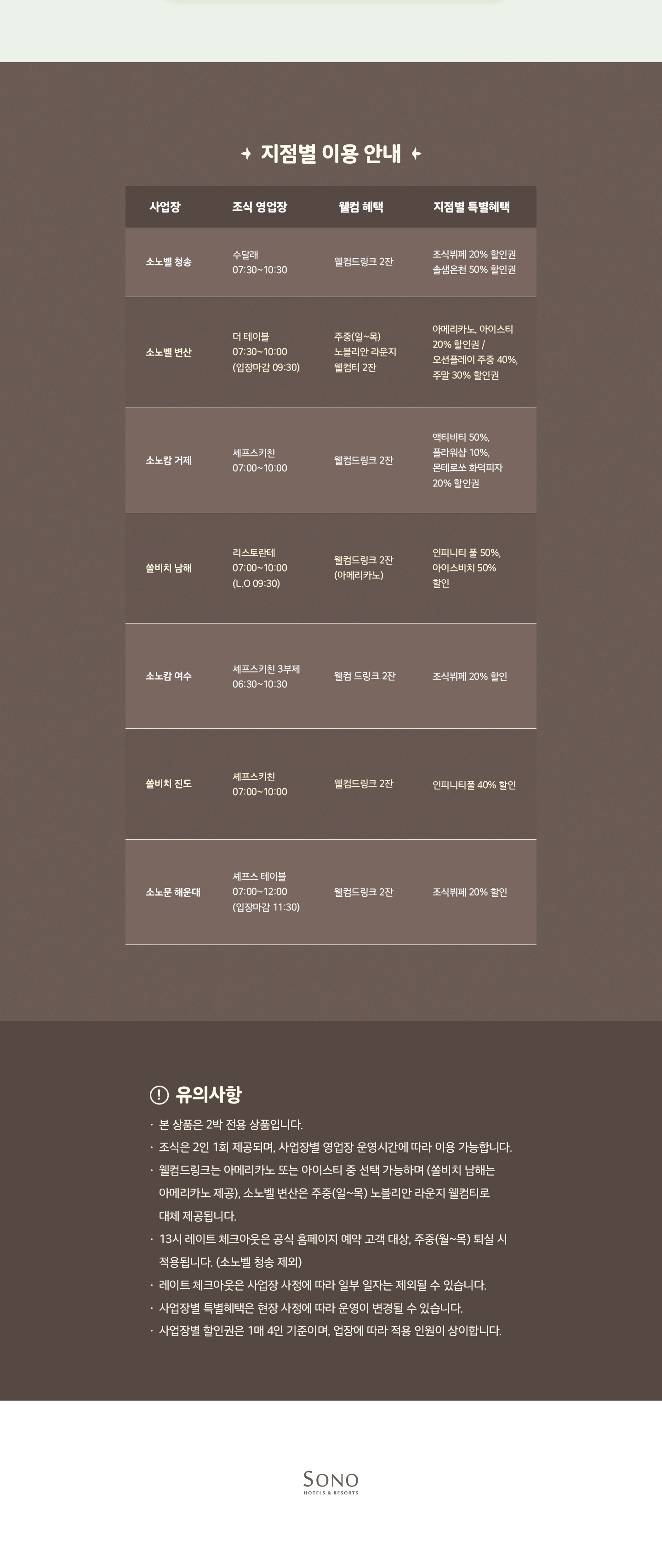 이용 안내 및 유의사항