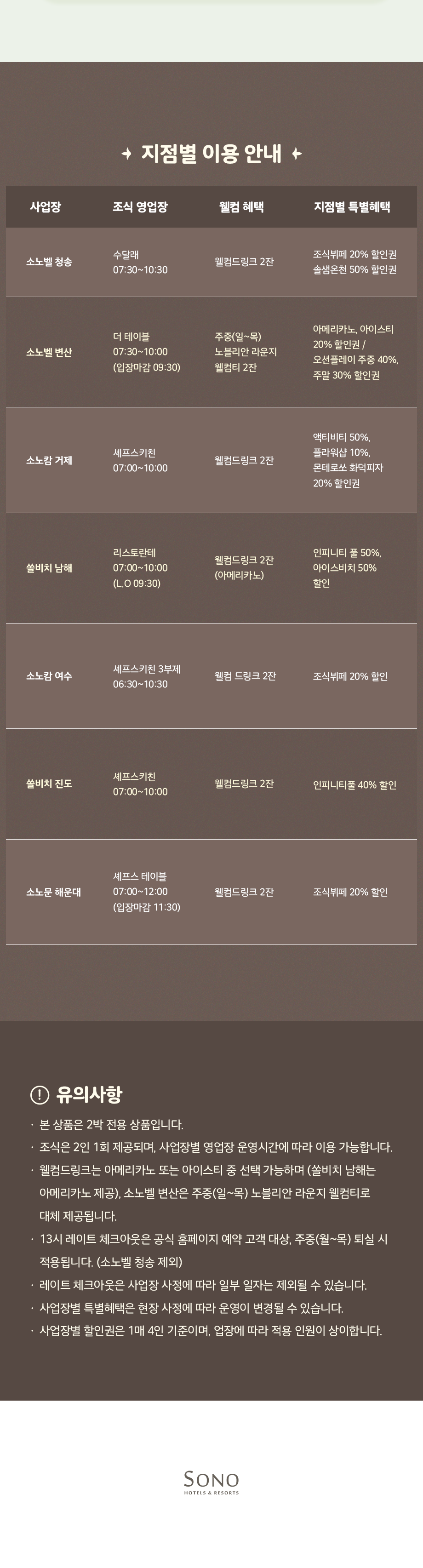 이용 안내 및 유의사항