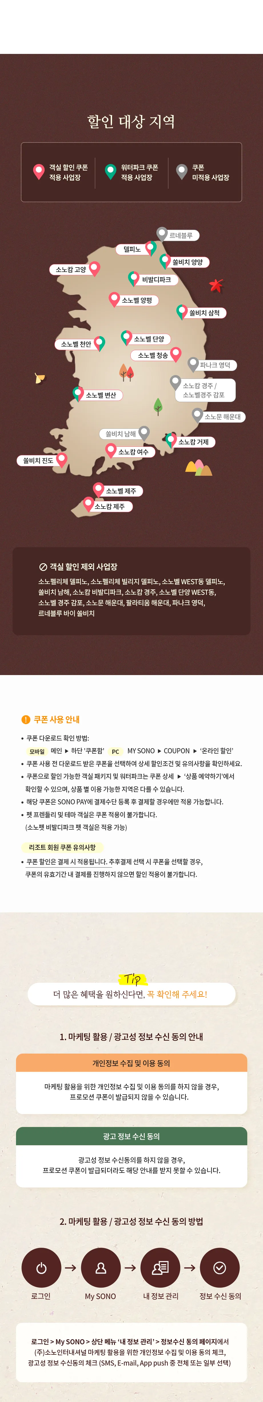 할인 대상 지역 지도 및 마케팅 활용 / 광고성 정보 수신 동의 안내 